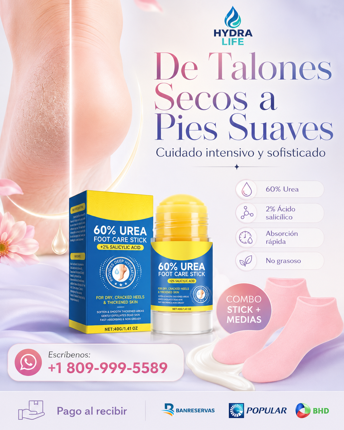 Tratamiento Completo para Talones Secos | Urea 60% + Medias Hidratantes