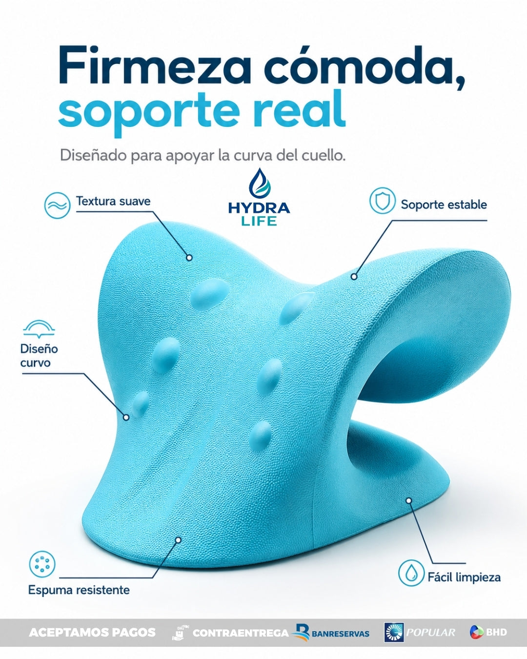Almohada Cervical Ergonómica| Alivia la Tensión del Cuello y Hombros en Minutos