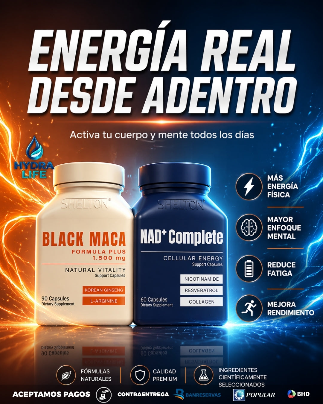 NAD+ Complete (60 cápsulas) + Black Maca (90 cápsulas) : Energía y Rendimiento Total ⚡