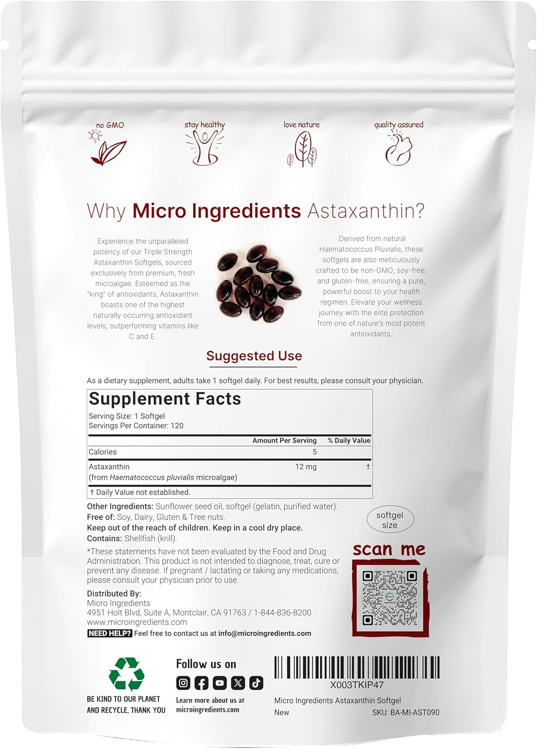 ASTAXANTINA™ 12mg | El Antioxidante Natural en Cápsulas: Combate el Estrés Oxidativo y Apoya tu Piel, Visión y Bienestar desde Adentro