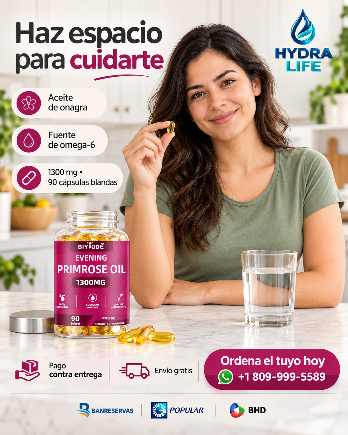 Aceite de Onagra BIYODE | Omega‑6 y GLA para complementar tu bienestar | cápsulas blandas