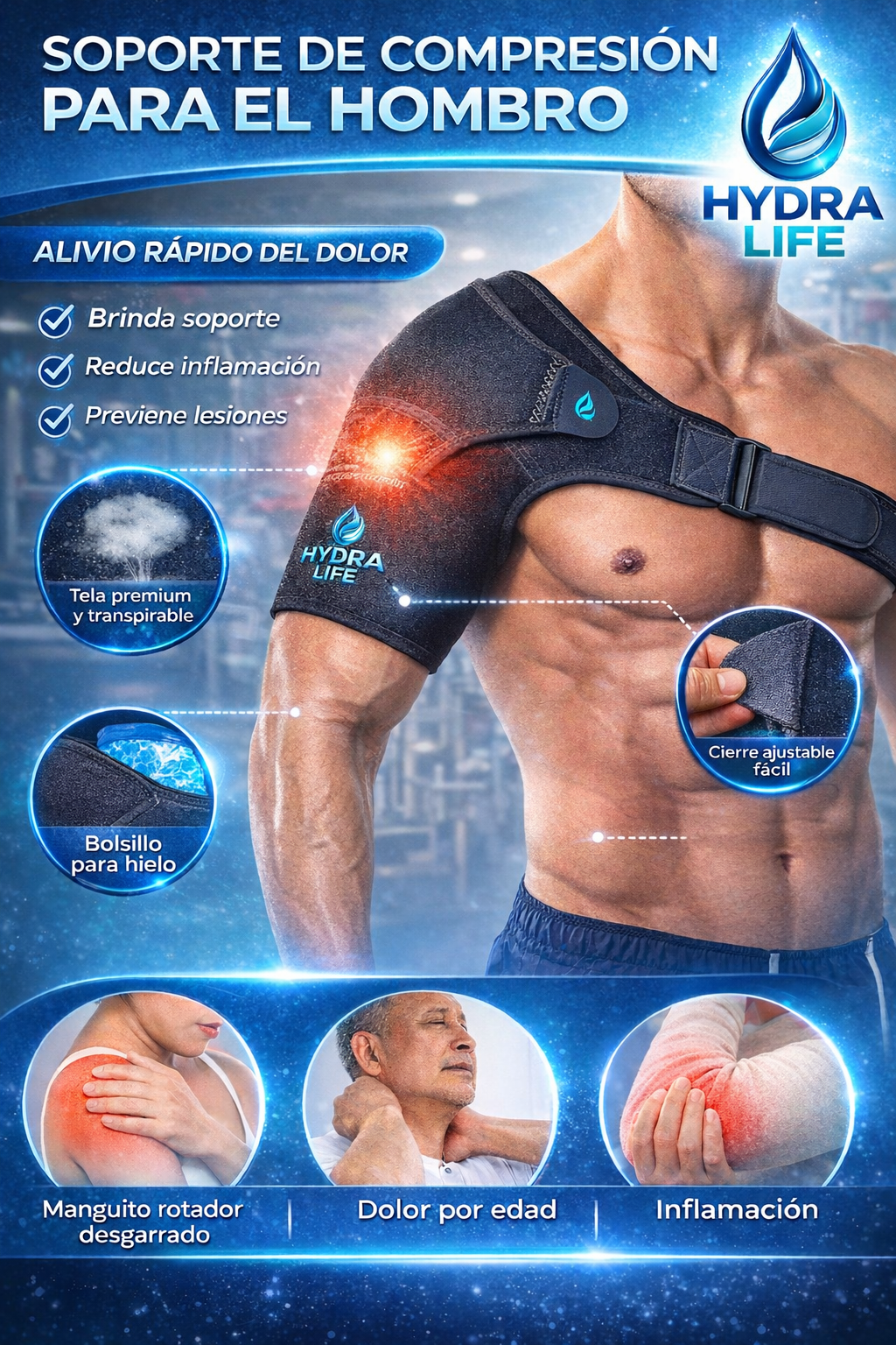Soporte ortopédico de compresión para hombro | Protección Total para tu Hombro, Vuelve a moverte sin dolor