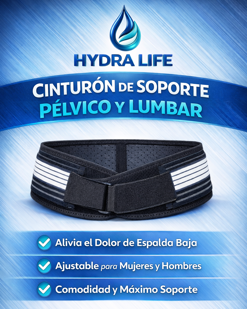Cinturón con soporte de cadera y pélvico | para dolor espalda baja, ajustable para mujeres y hombres