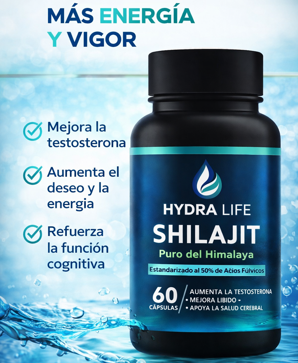 VIRILE SHILAJIT 60 Cápsulas de Poder Masculino : Rendimiento Masculino Premium