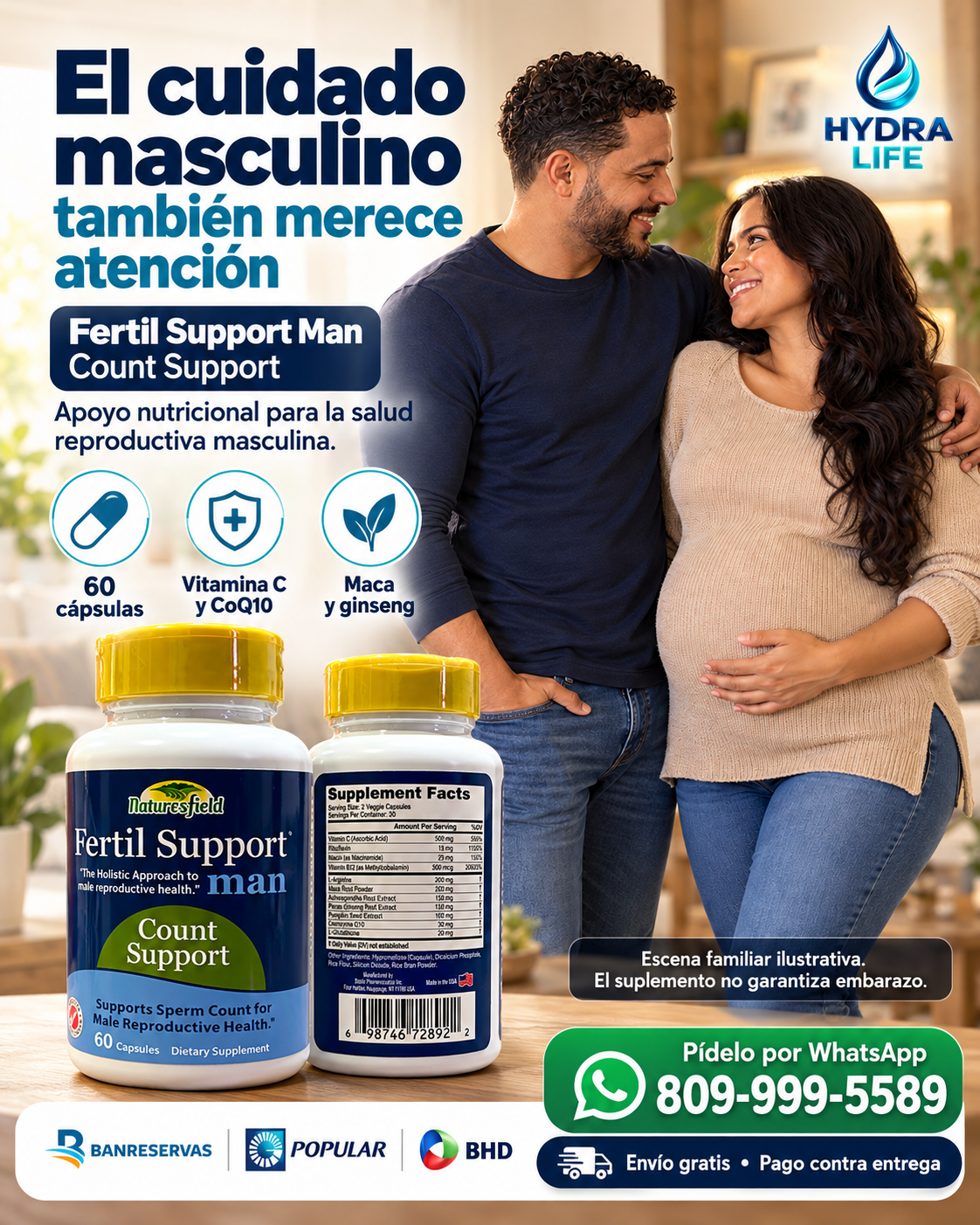 Fertil Support Man Count Support — Apoyo nutricional para la salud reproductiva masculina | 60 cápsulas