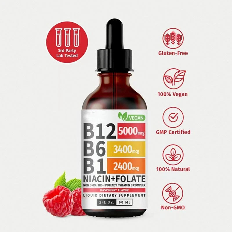 B12 + Complejo B Líquido™ | Las Vitaminas en Gotas para tu Rutina Diaria: Apoya el Metabolismo Energético y el Funcionamiento del Sistema Nervioso