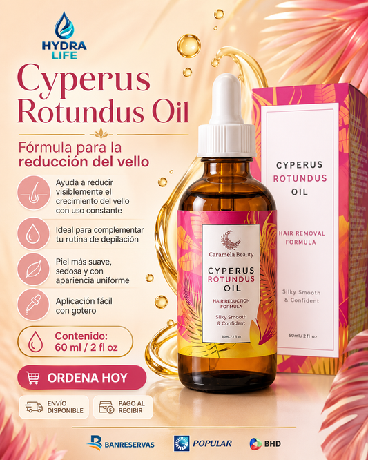 Aceite de Depilación, Hidratación, Calmante y Reductor de crecimiento de Vello CyperusRotundus™ - 60ml de Aceite Natural