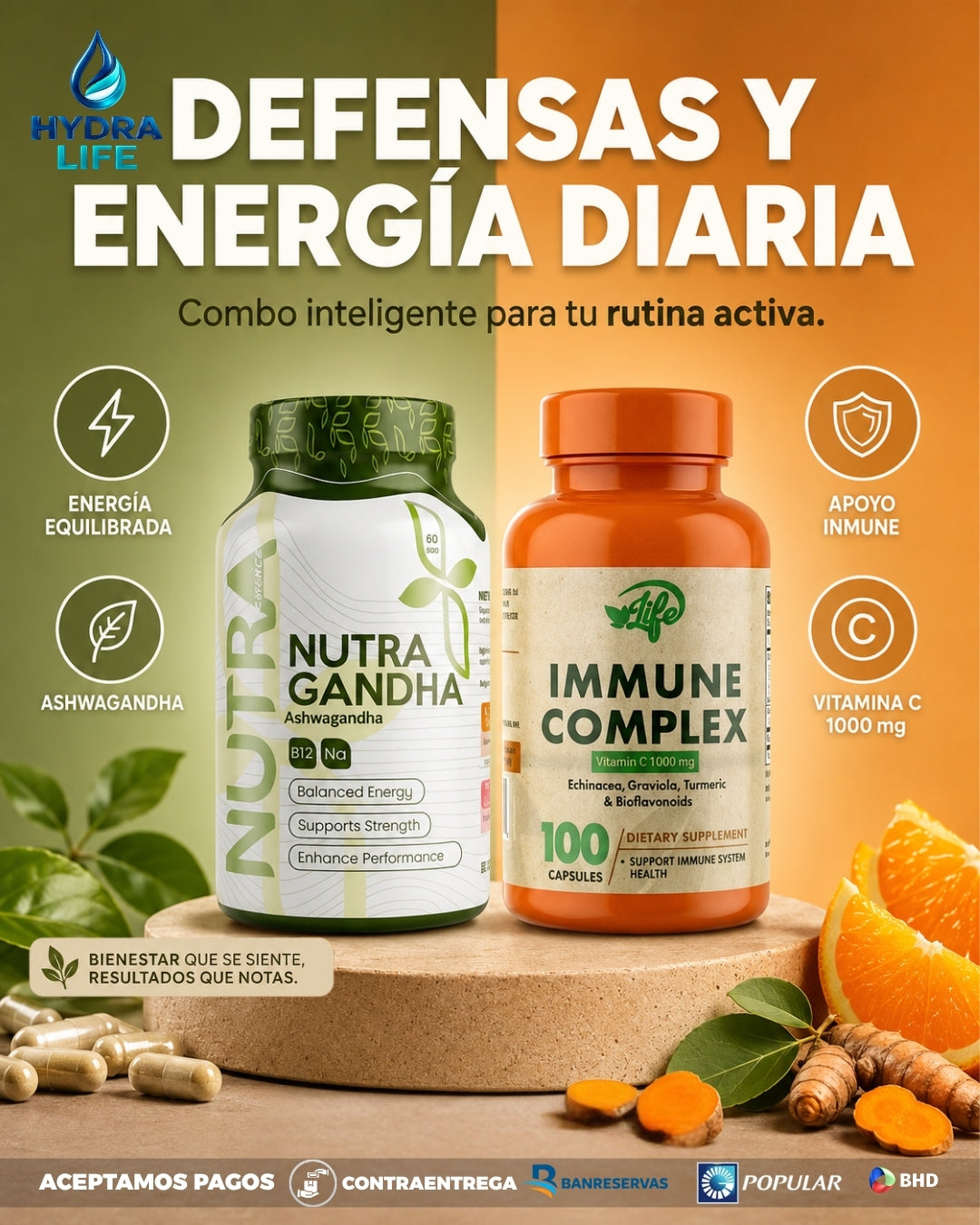 TU RUTINA DIARIA PARA SENTIRTE EN BALANCE | Immune Complex en la mañana + NutraGandha en la noche: apoya tus defensas, tu energía diaria y tu descanso.