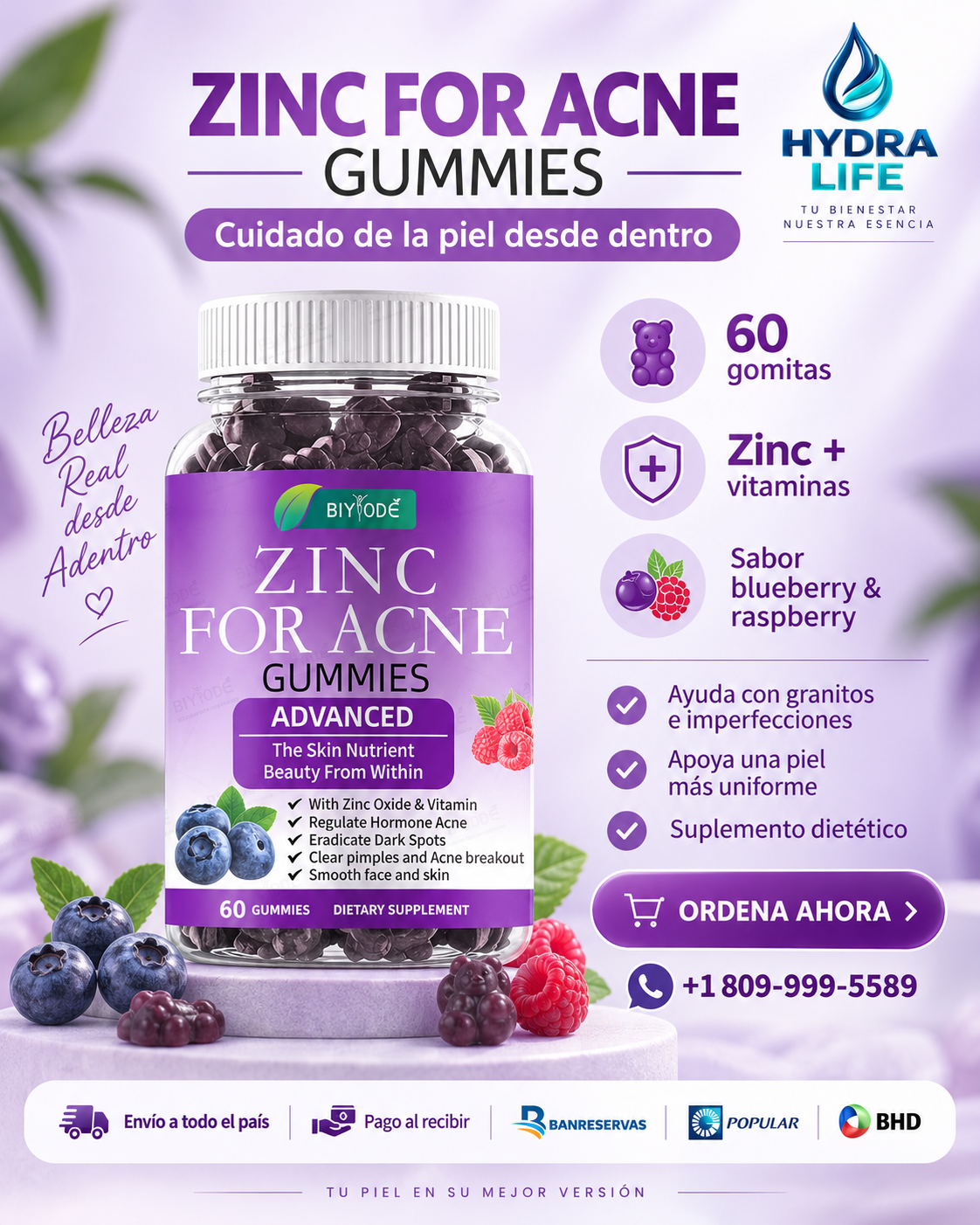 ClearSkin Zinc Gummies™ | Nutrición diaria para una piel con menos imperfecciones