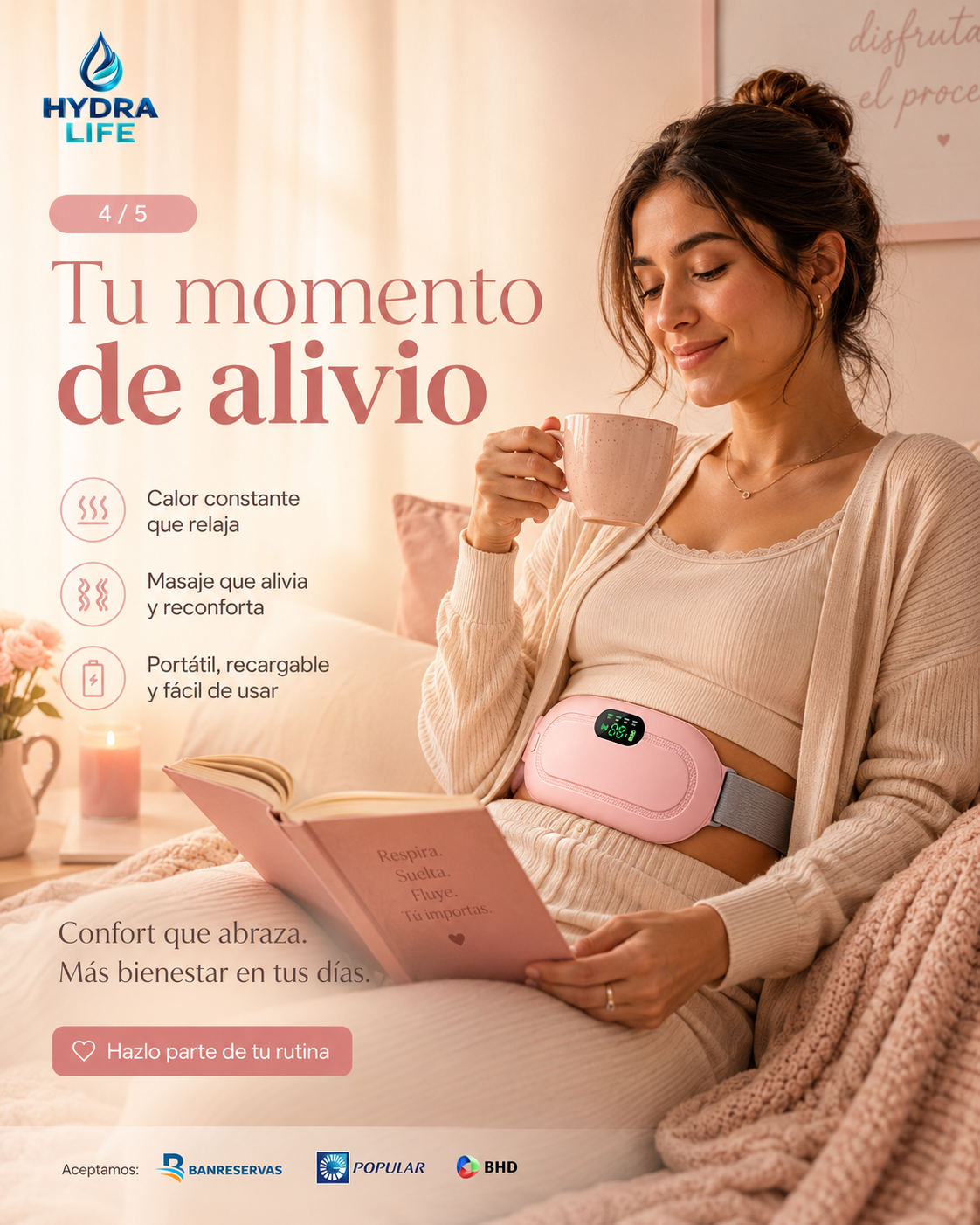 PeriodCalm™ | Cinturón Térmico Menstrual, Calor y Masaje para esos Días