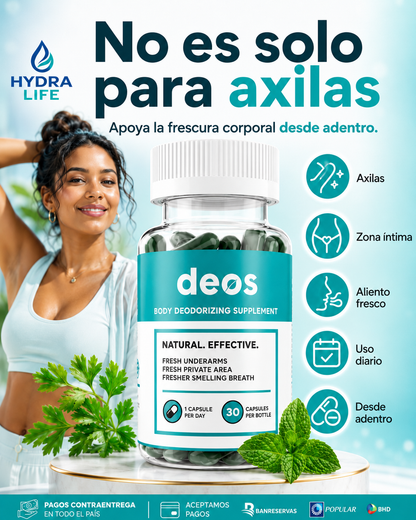 DEOS™ | El Desodorante Interno en Cápsulas: Dile adios a tus inseguridades y dale la bienvenida a la Frescura Corporal desde Adentro
