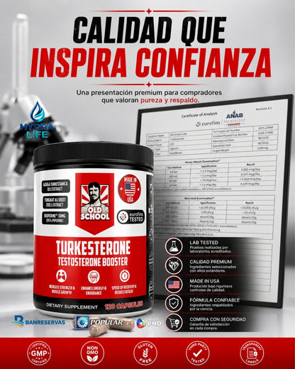 Turkesterone Old School Labs | Fuerza, Energía y Recuperación Muscular – 120 Cápsulas
