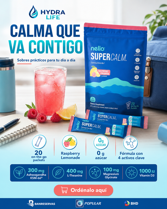 SuperCalm Hydra Life™ : Duerme Profundo, trabaja con más enfoque y sin estrés con (Magnesio Glicinato + Ashwagandha + L-Teanina)