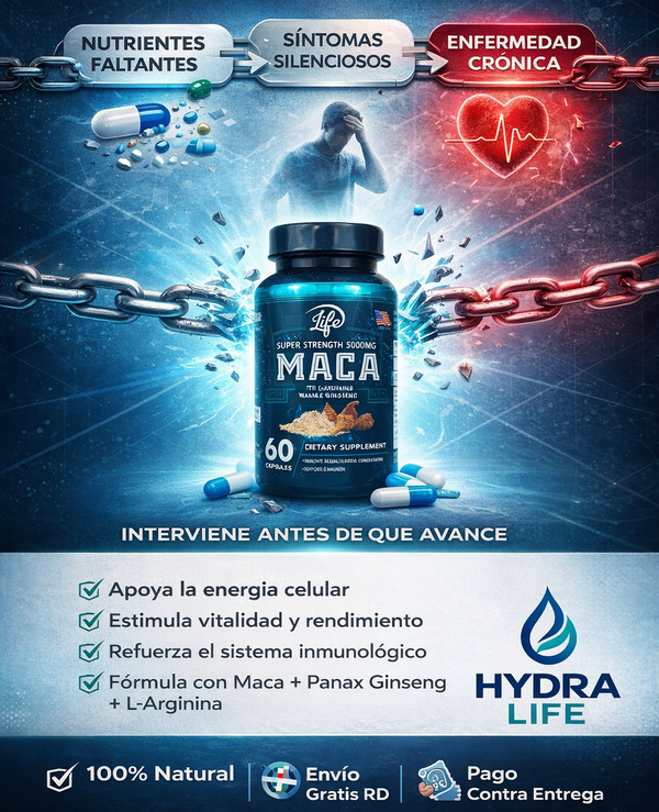Maca Life Concentrado de 5,000mg (60 Cápsulas): Potencia Natural para tu Rendimiento Diario desde la primera Semana