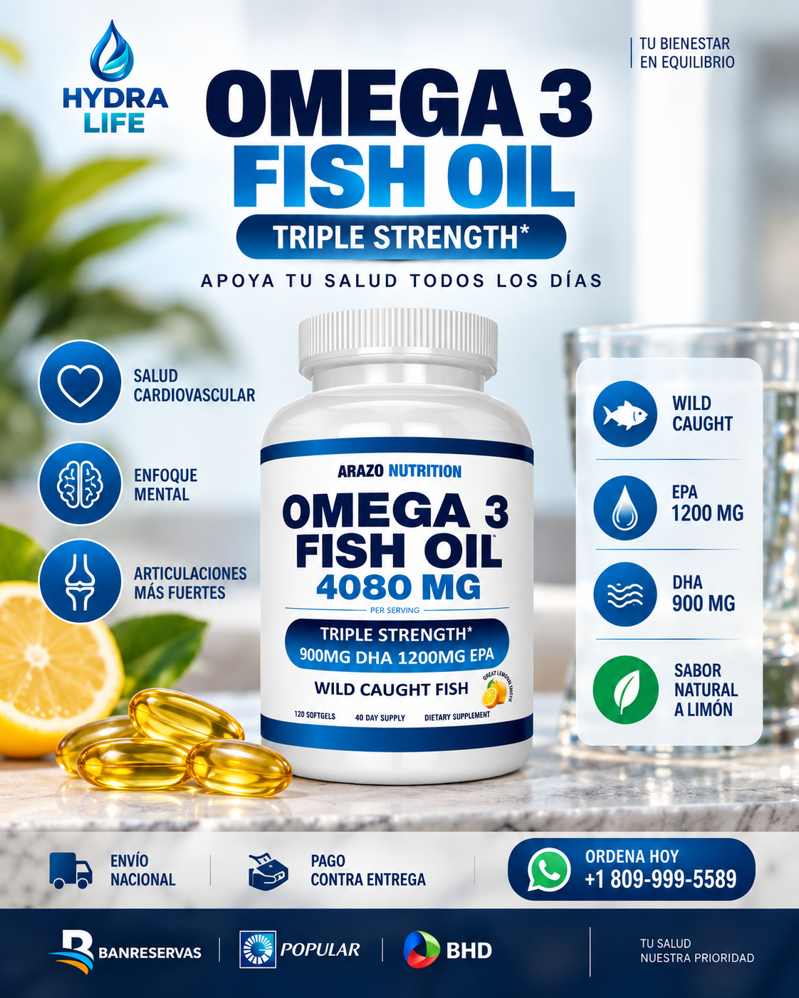 Omega-3 Fish Oil 2250MG™ | Corazón, Cerebro y Articulaciones en una Fórmula Completa