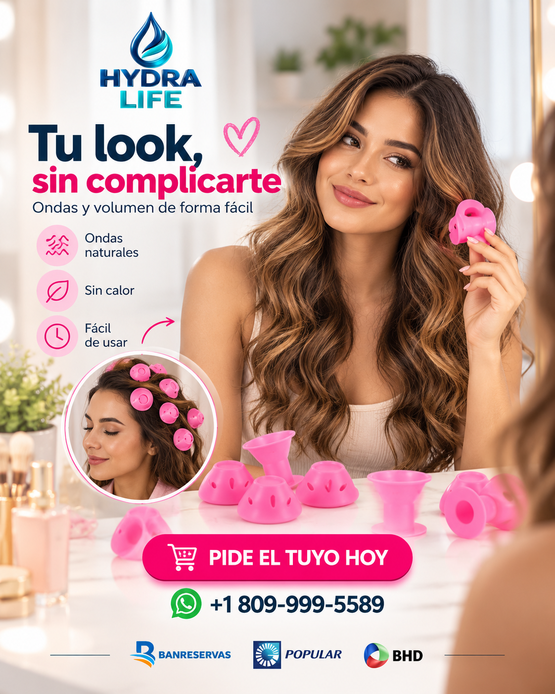 Pack de 10 Rulos Heatless para Cabello | Crea Rizos y Ondas Sin Plancha ni Rizadora