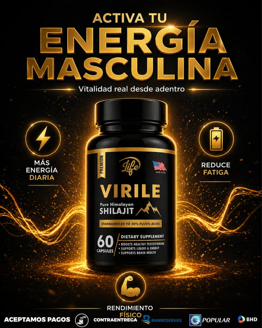 VIRILE SHILAJIT  60 Cápsulas de Poder Masculino : Rendimiento Masculino Premium