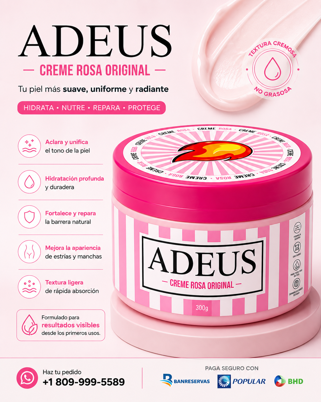 Adeus Creme Rosa™ | Cuidado Intensivo para una Piel Más Suave y Uniforme