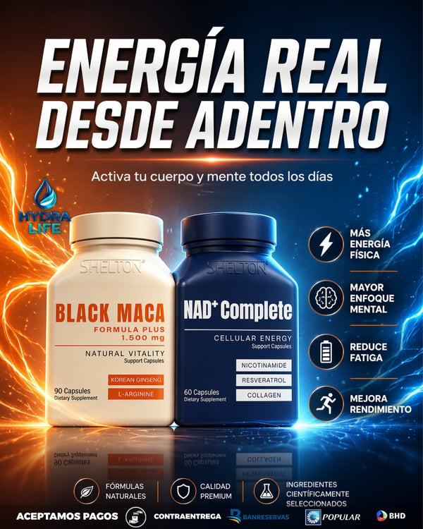 NAD+ Complete (60 cápsulas) + Black Maca (90 cápsulas) : Energía y Rendimiento Total ⚡