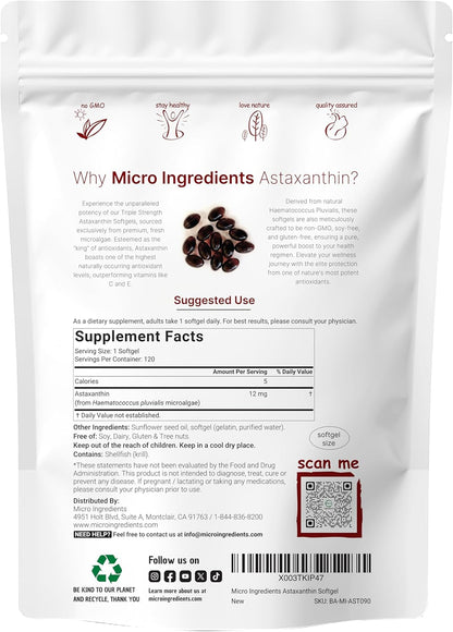 ASTAXANTINA™ 12mg | El Antioxidante Natural en Cápsulas: Combate el Estrés Oxidativo y Apoya tu Piel, Visión y Bienestar desde Adentro