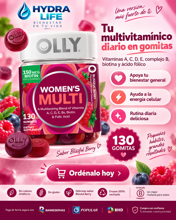 OLLY Women’s Multi™ | Multivitamínico Femenino 130 Gomitas con Vitaminas A, C, D, E y Biotina
