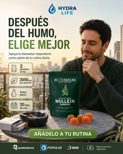 BetterLungs® Mullein Gummies | ¿Fumas? Tus pulmones también necesitan una rutina de cuidado diario
