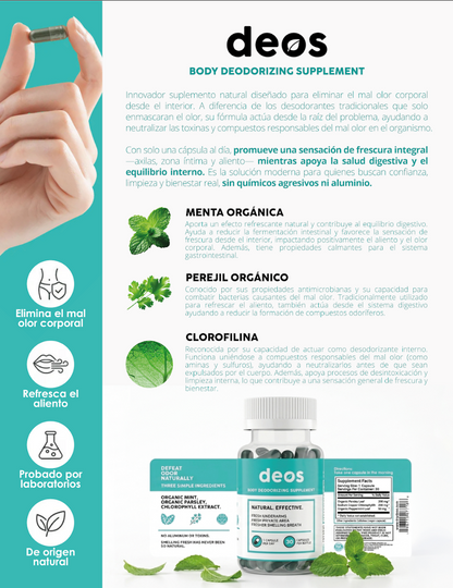 DEOS™ | El Desodorante Interno en Cápsulas: Dile adios a tus inseguridades y dale la bienvenida a la Frescura Corporal desde Adentro