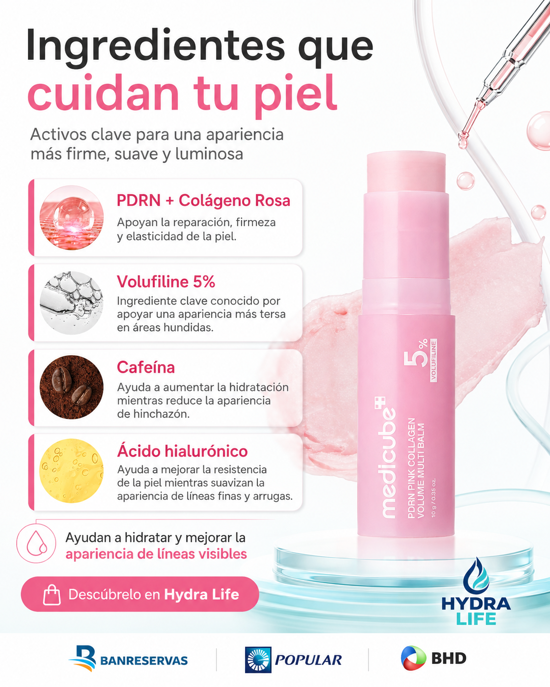 Medicube Pink Collagen Balm | Bálsamo Facial para Hidratar, Dar Volumen y Suavizar Líneas de Expresión