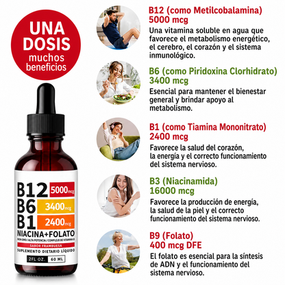 B12 + Complejo B Líquido™ | Las Vitaminas en Gotas para tu Rutina Diaria: Apoya el Metabolismo Energético y el Funcionamiento del Sistema Nervioso
