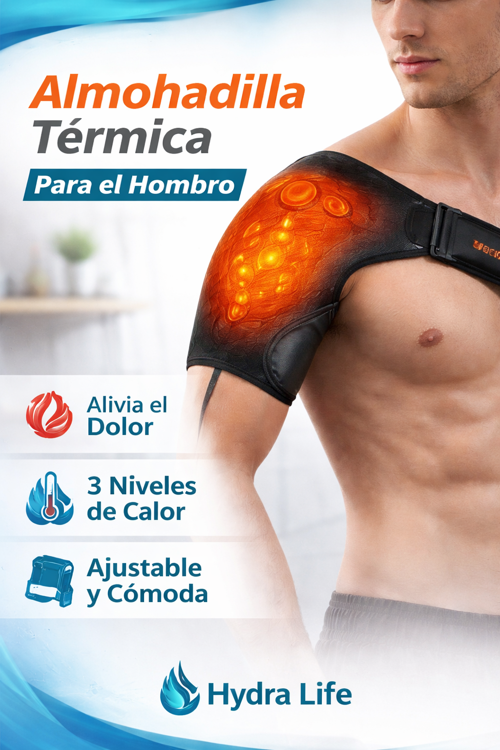 Hombrera con Almohadilla Térmica HydraLife™ con 3 Niveles de Calor | Relaja, Desinflama y Alivia el Dolor al Instante