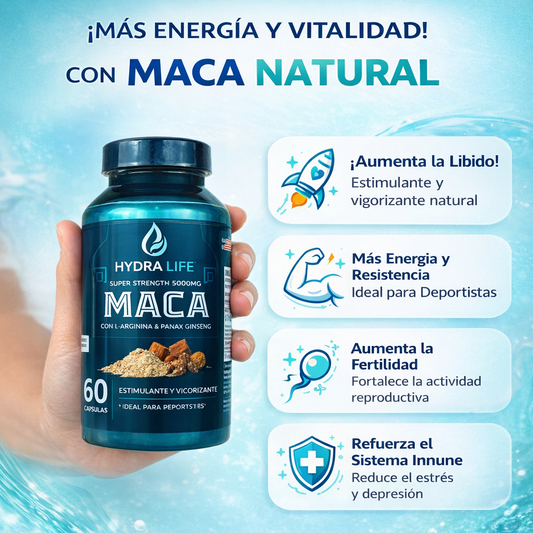 Maca Life Concentrado de 5,000mg (60 Cápsulas): Potencia Natural para tu Rendimiento Diario desde la primera Semana