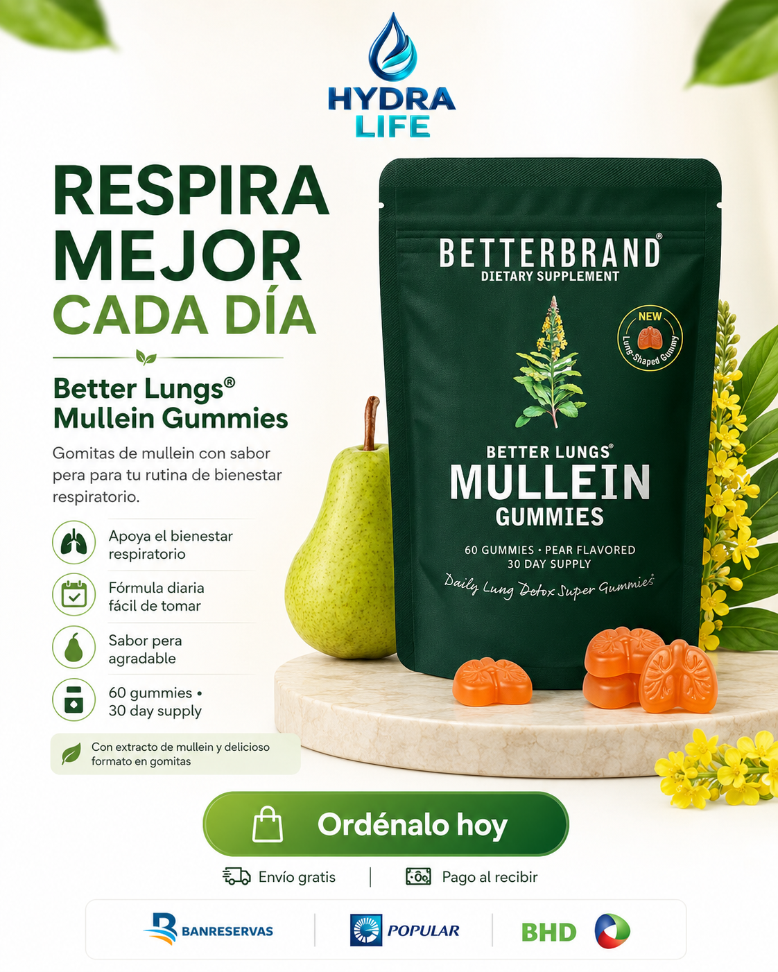 BetterLungs® Mullein Gummies | ¿Fumas? Tus pulmones también necesitan una rutina de cuidado diario
