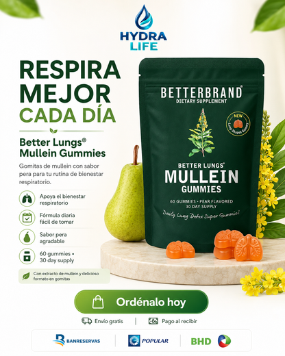 BetterLungs® Mullein Gummies | ¿Fumas? Tus pulmones también necesitan una rutina de cuidado diario