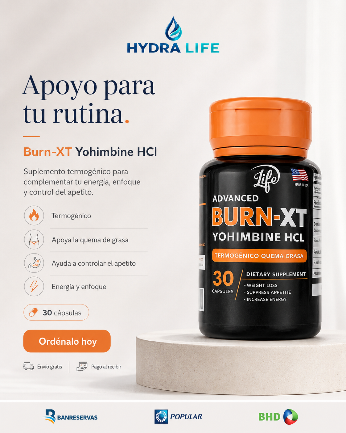 Burn XT Advanced Yohimbine HCI 30 Cápsulas: Quema Grasa Inteligente