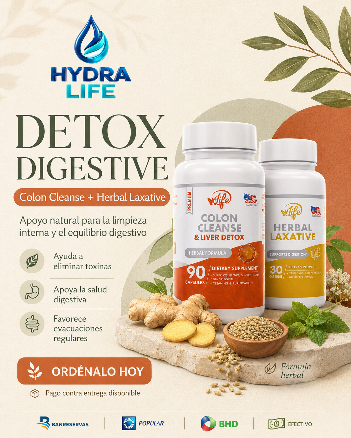 Colon Cleanse(90 Cápsulas) + Herbal Laxative (30 Cápsulas): Limpieza Interna Total
