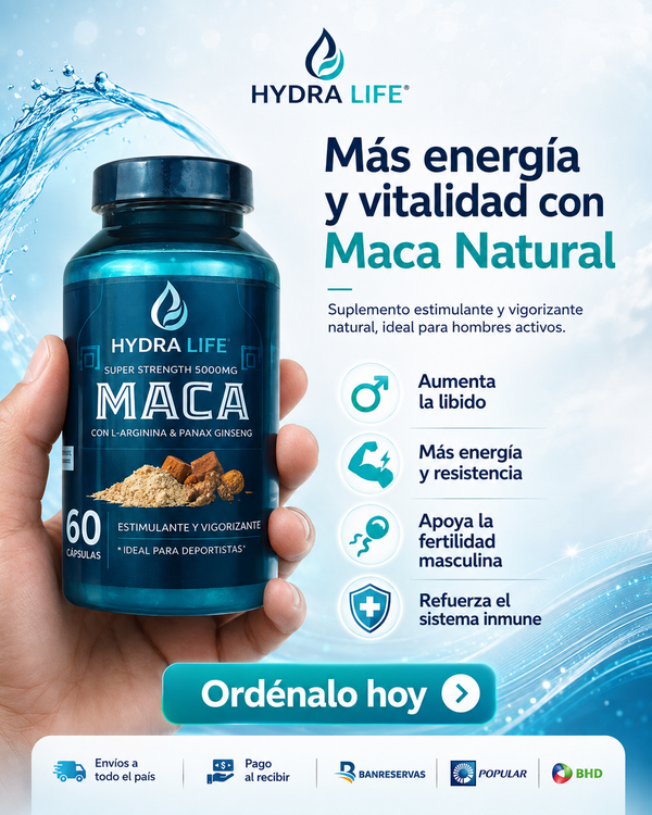 Maca Life Concentrado de 5,000mg (60 Cápsulas): Potencia Natural para tu Rendimiento Diario desde la primera Semana