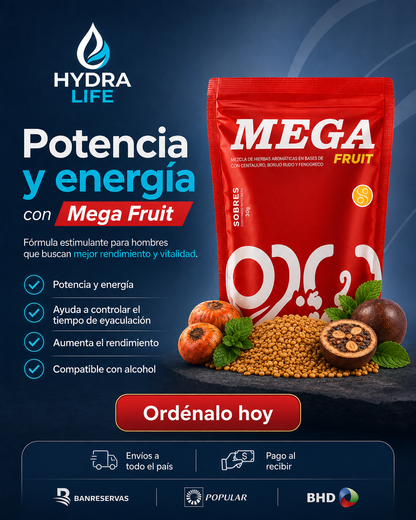 MEGA FRUIT(4 Capsulas):  El Refuerzo Natural Masculino que Sí Funciona