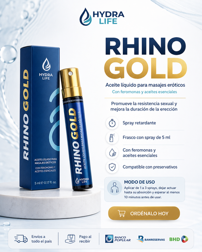 RHINO GOLD: Aceite Íntimo Masculino que Retrasa el Orgasmo y Aumenta la Duración