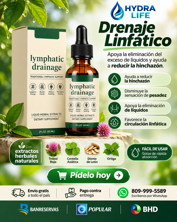 Drenaje Linfático en gotas | Gotas Desinflamantes para la Hinchazón, Retención de Líquidos y Sensación de Pesadez | 60 ml