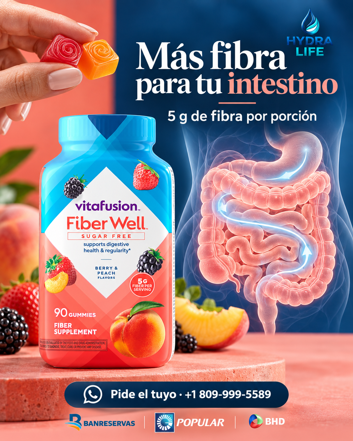 Fiber Well Vitafusion | Gomitas con 5 g de Fibra Prebiótica para Apoyar tu Digestión y Regularidad