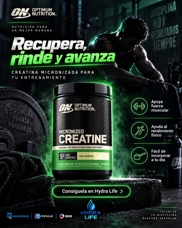 Creatina Monohidratada Optimum Nutrition™ 600 g  de 120 Servicios | ¡Rompe tus Límites! Más Fuerza, Potencia, Resistencia y Crecimiento Muscular 💪
