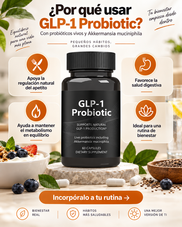 GLP-1 Probiotic – Apoyo Natural para el Control del Apetito, la Salud Digestiva y el Bienestar Metabólico | 60 Cápsulas