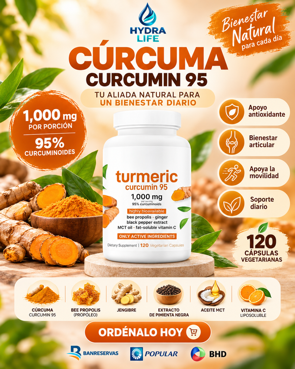 Cúrcuma con Pimienta Negra Curcumin 95™: Apoyo Articular y Antioxidante | Muévete y Siéntete Mejor Cada Día