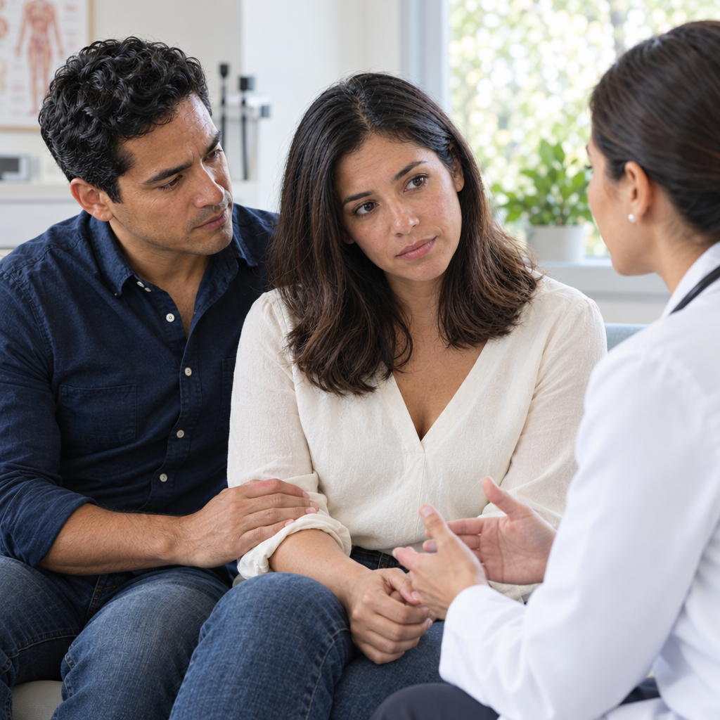 Pareja en consulta médica