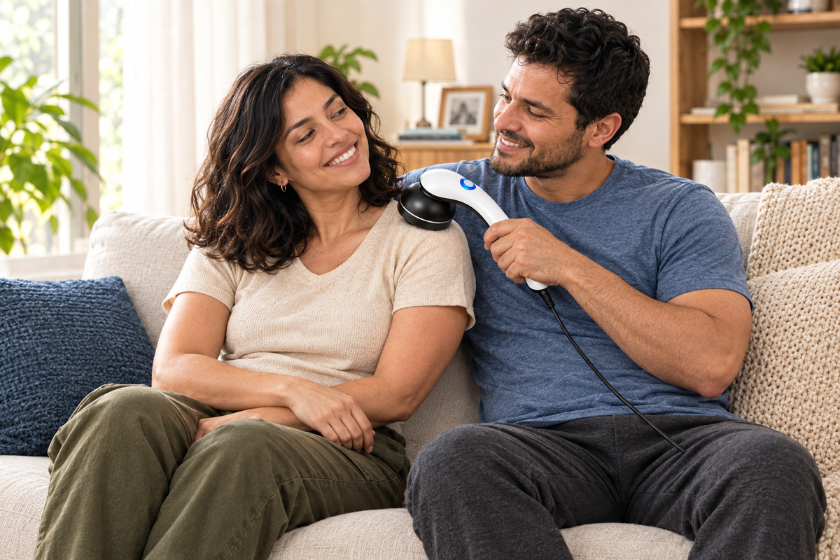 Pareja feliz disfrutando del masaje
