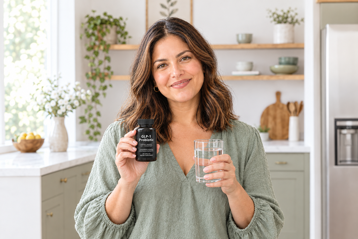 Semana 2: avatar con GLP-1 Probiotic en la cocina